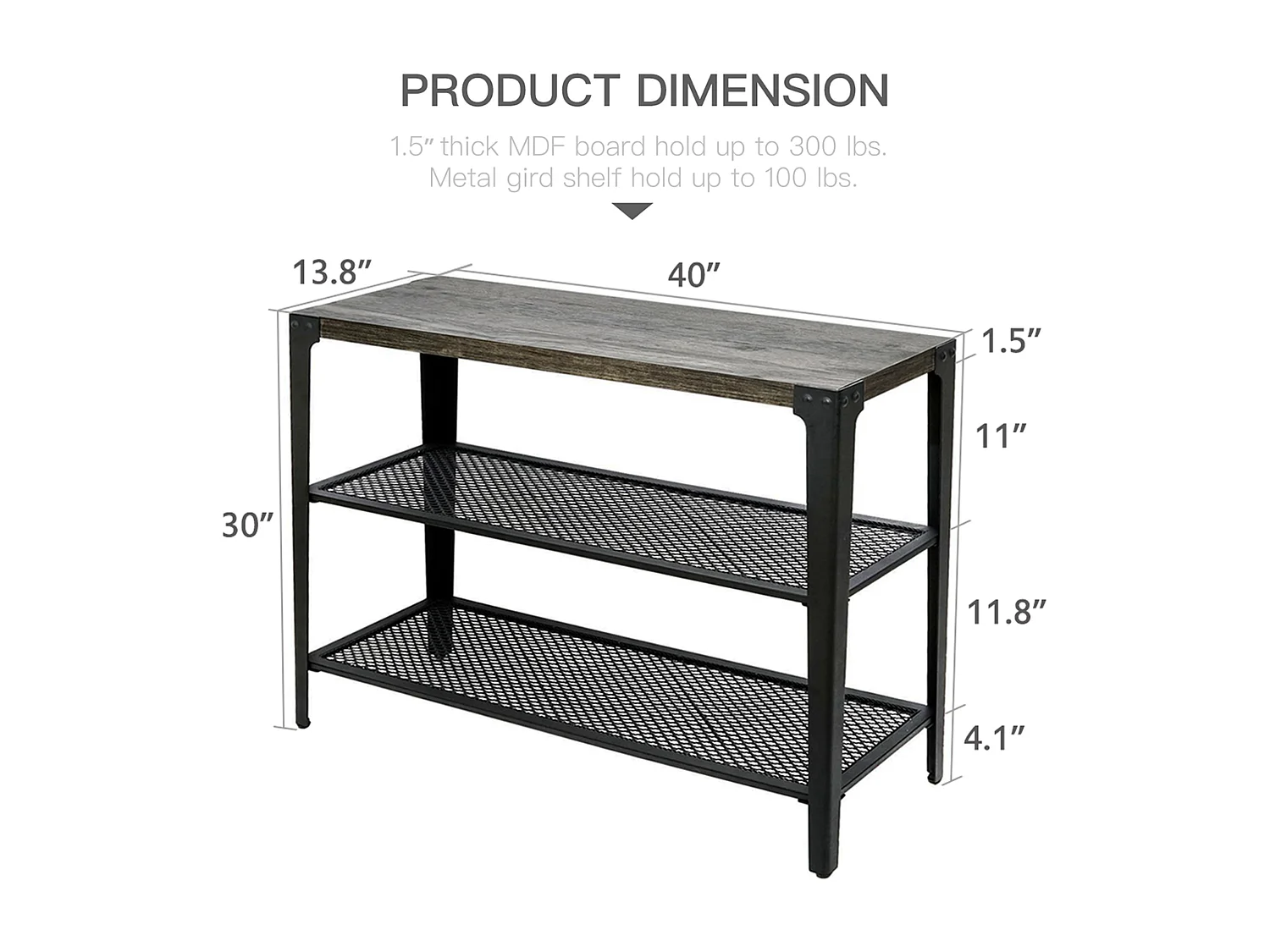 Bijzettafel Terra - Grijs - 102x35x75 cm