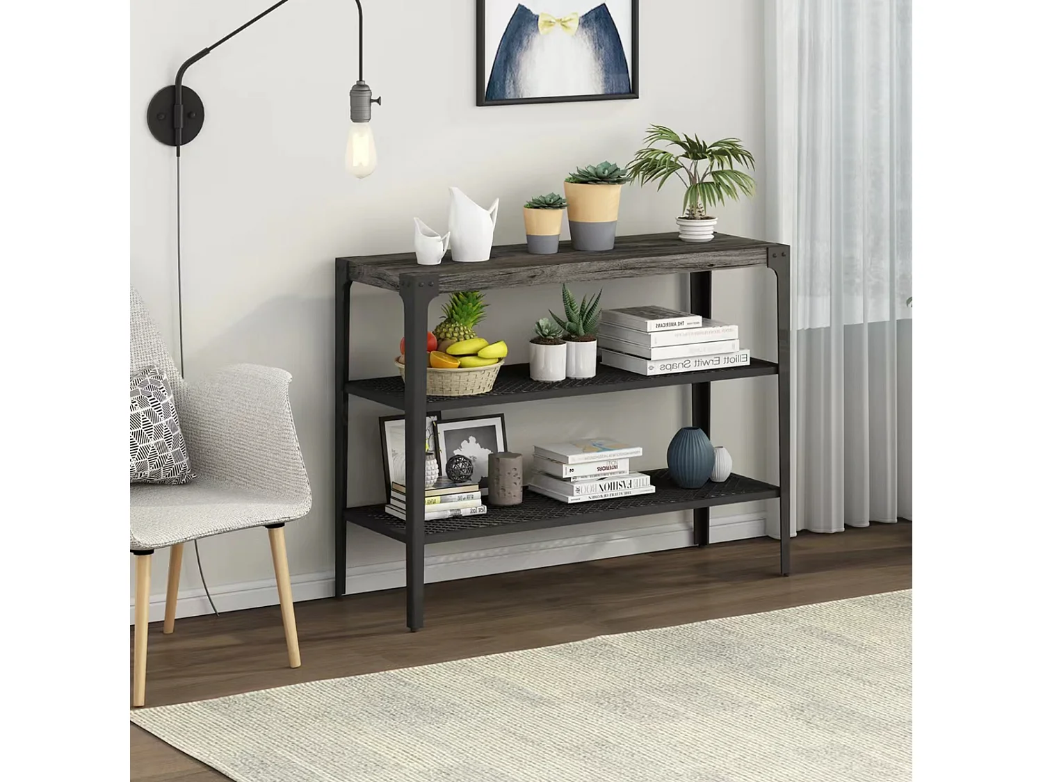 Bijzettafel Terra - Grijs - 102x35x75 cm