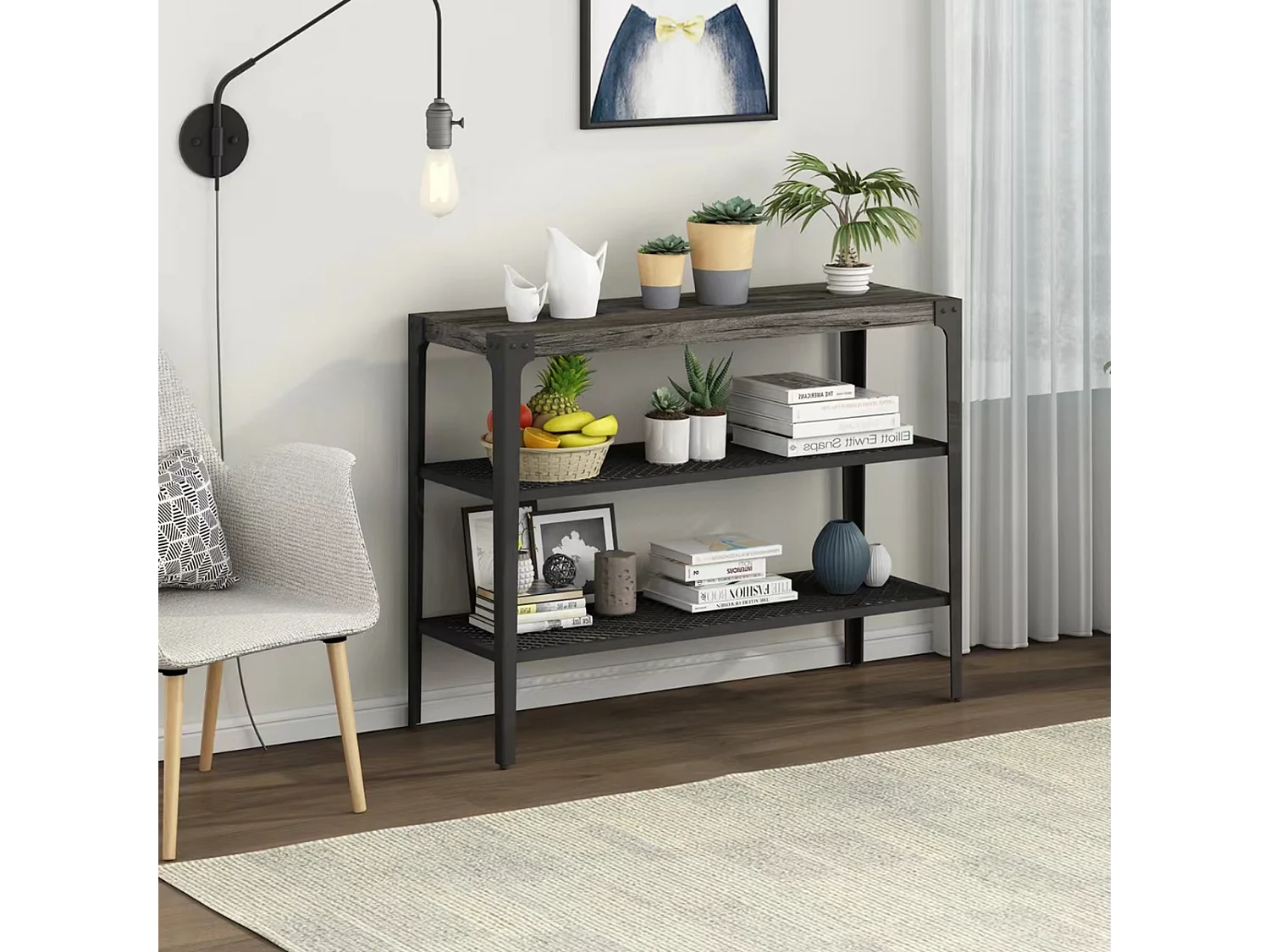 Bijzettafel Terra - Grijs - 102x35x75 cm