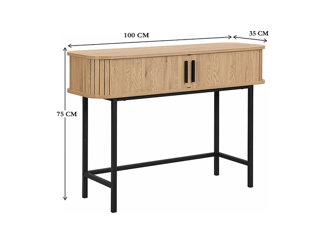 Table d'appoint Helsingborg - Chêne clair/Beige 100x35x75 cm - Design scandinave
