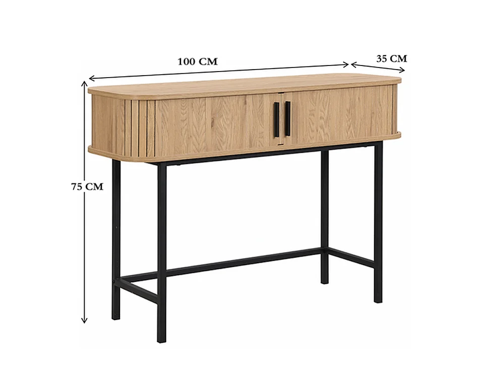 Table d'appoint Helsingborg - Chêne clair/Beige 100x35x75 cm - Design scandinave