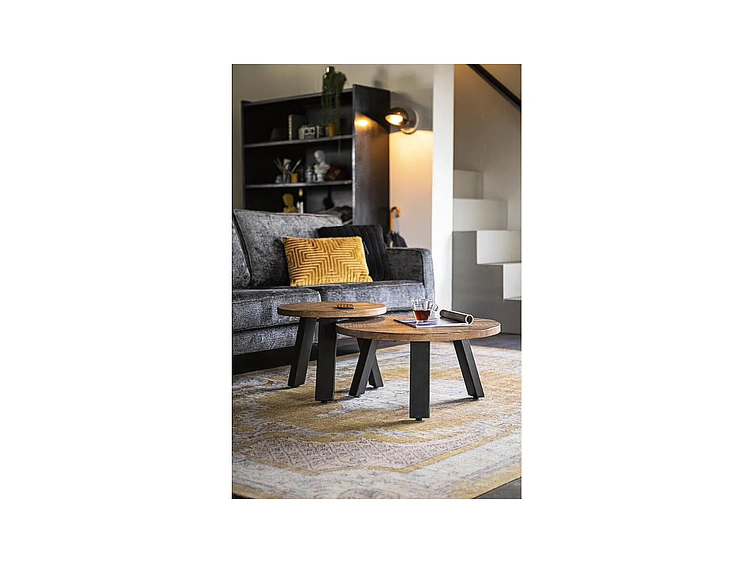 Beistelltisch - Braun - Rund 50x50x40 cm - Stabile Metallbeine