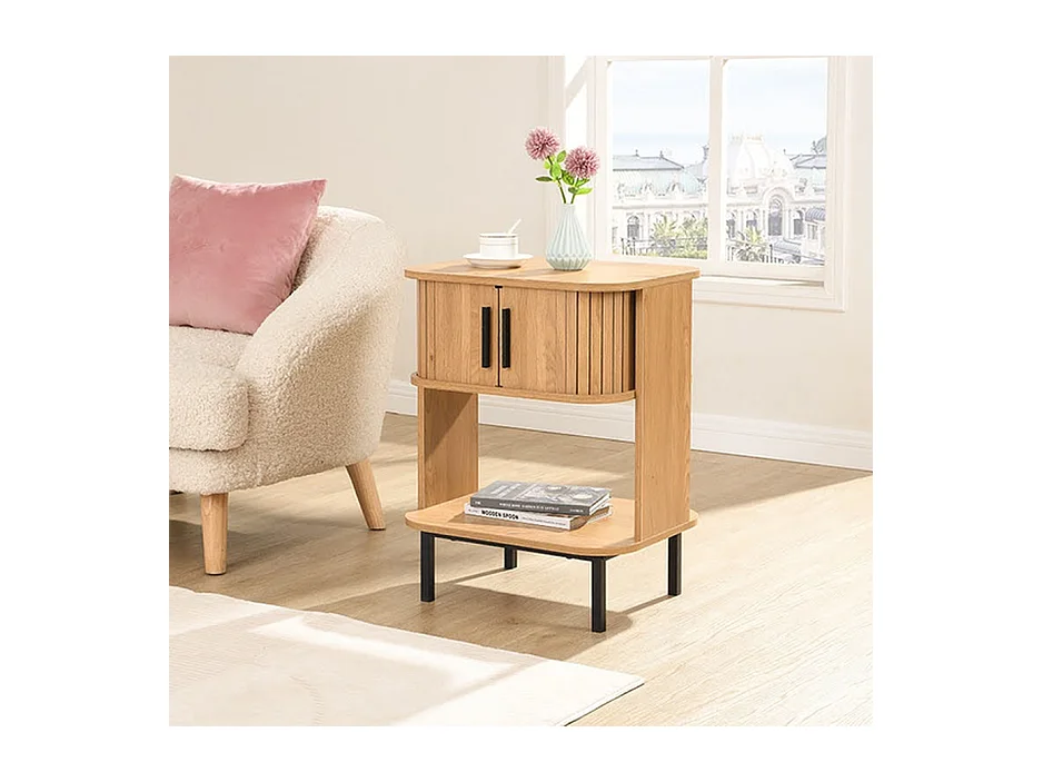 Table de chevet Götenburg - Chêne clair 50x40x62 cm - Design scandinave