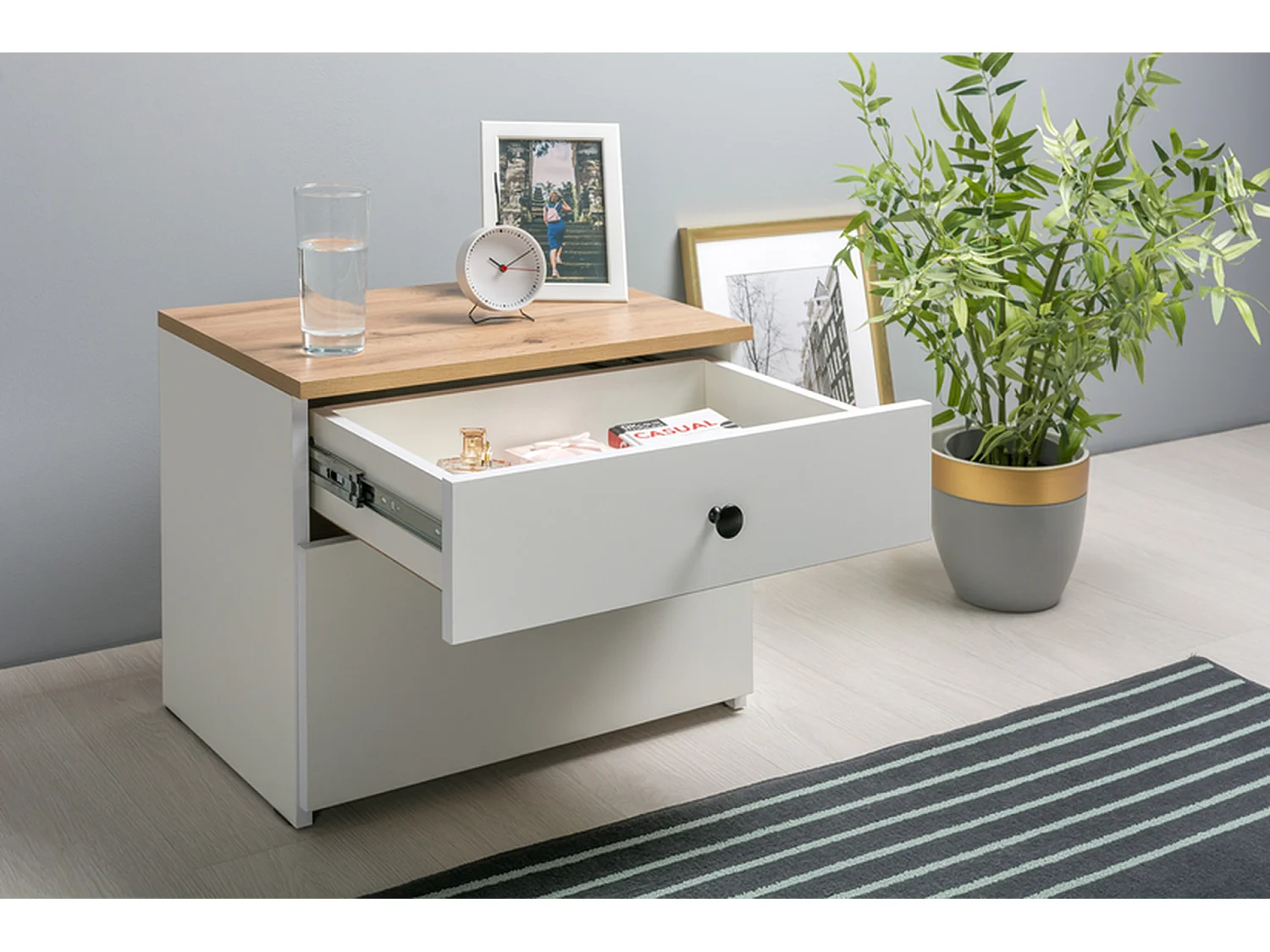 Table de chevet Furnilux - Beige - Design moderne