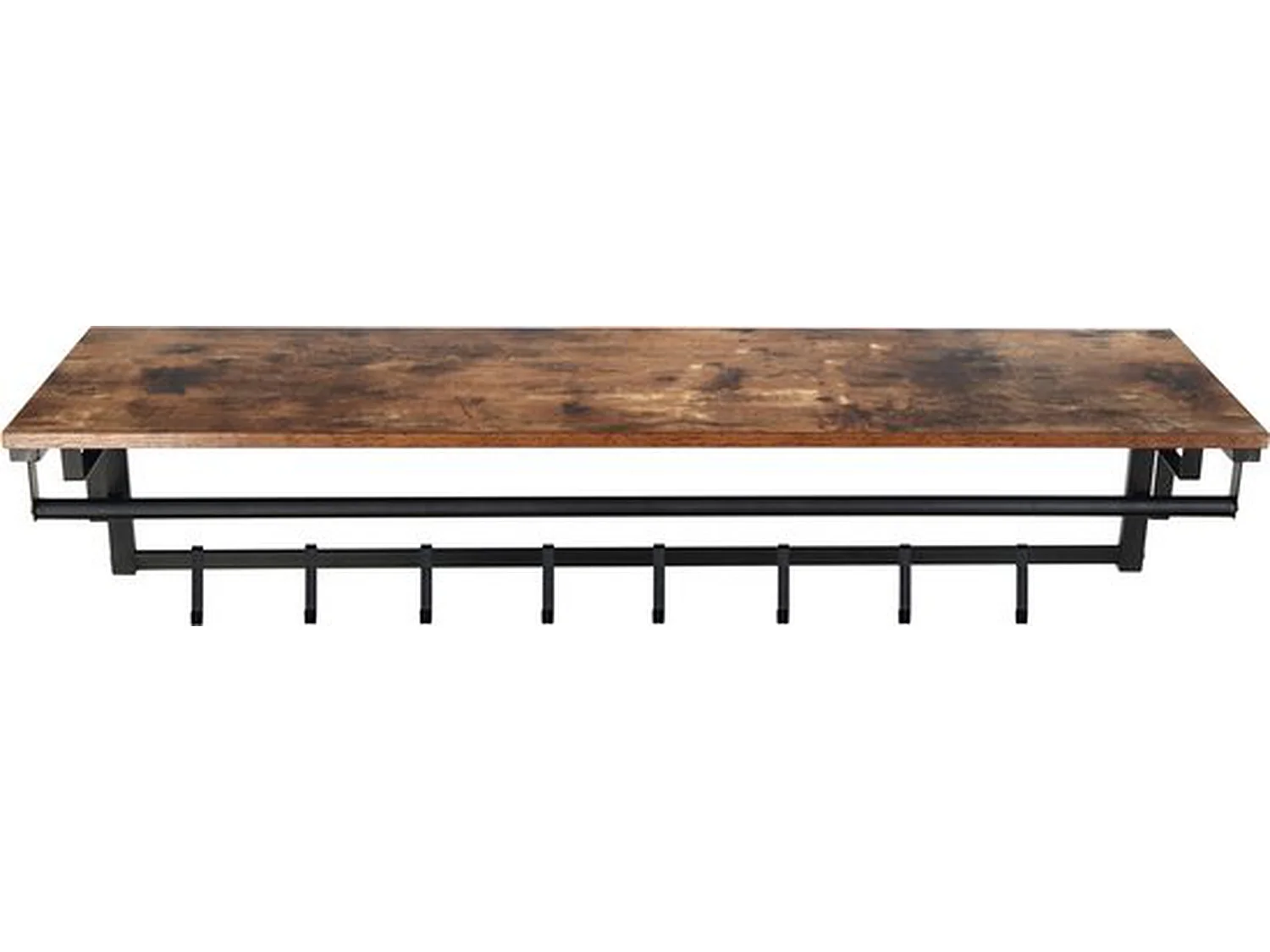 Porte-manteau mural Furnilux - Marron 110x30x27 cm - Étagère et 8 crochets
