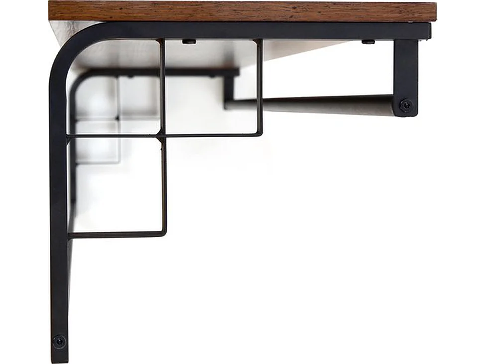 Porte-manteau mural Furnilux - Marron 110x30x27 cm - 8 crochets et étagère