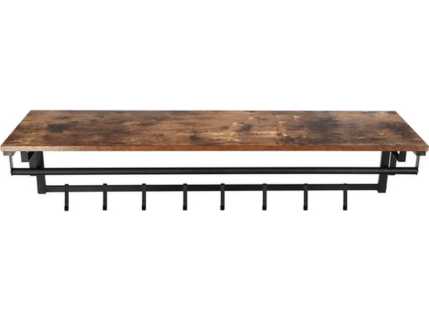 Porte-manteau mural Furnilux - Marron 110x30x27 cm - 8 crochets et étagère