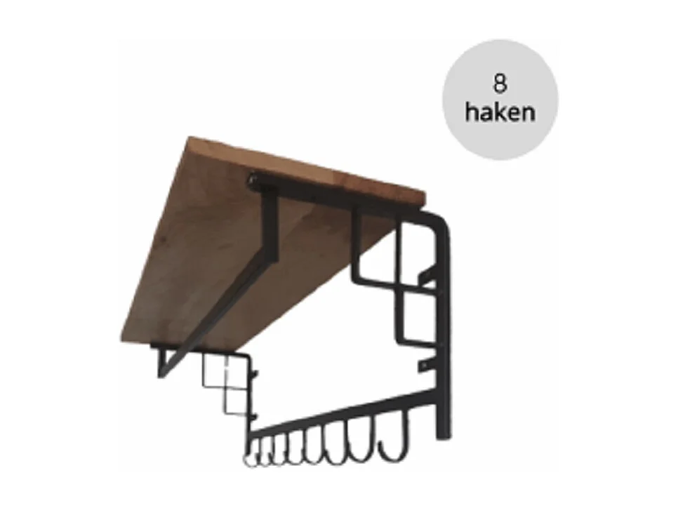 Wandkapstok - Mangohout - 110x30x27 cm - Industrieel Design Bruin Zwart