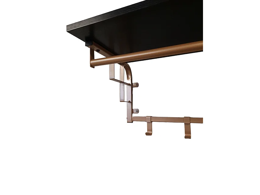 Porte-manteau mural Furnilux - Noir et or 110x30x27 cm - 8 crochets et étagère