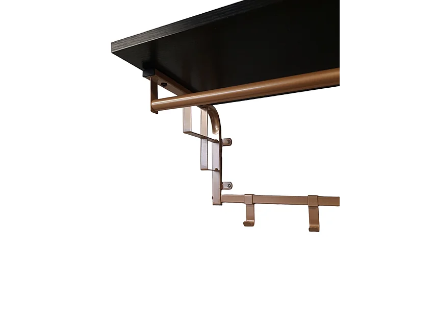 Porte-manteau mural Furnilux - Noir et or 110x30x27 cm - 8 crochets et étagère