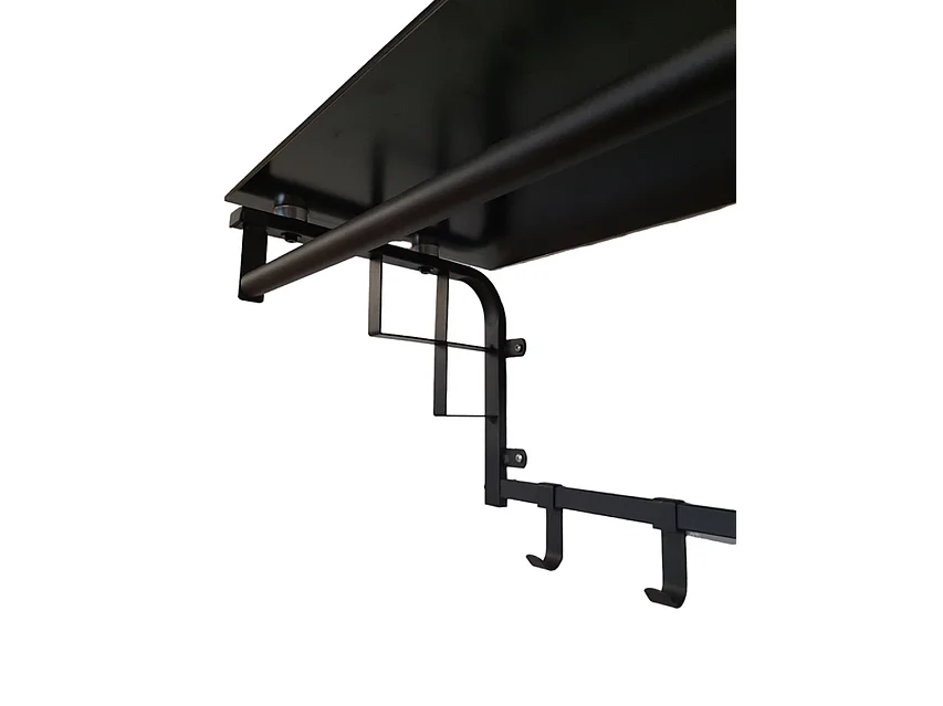 Kapstok Furnilux - Zwart glas 110x30x27 cm - 8 haken en hoedenplank