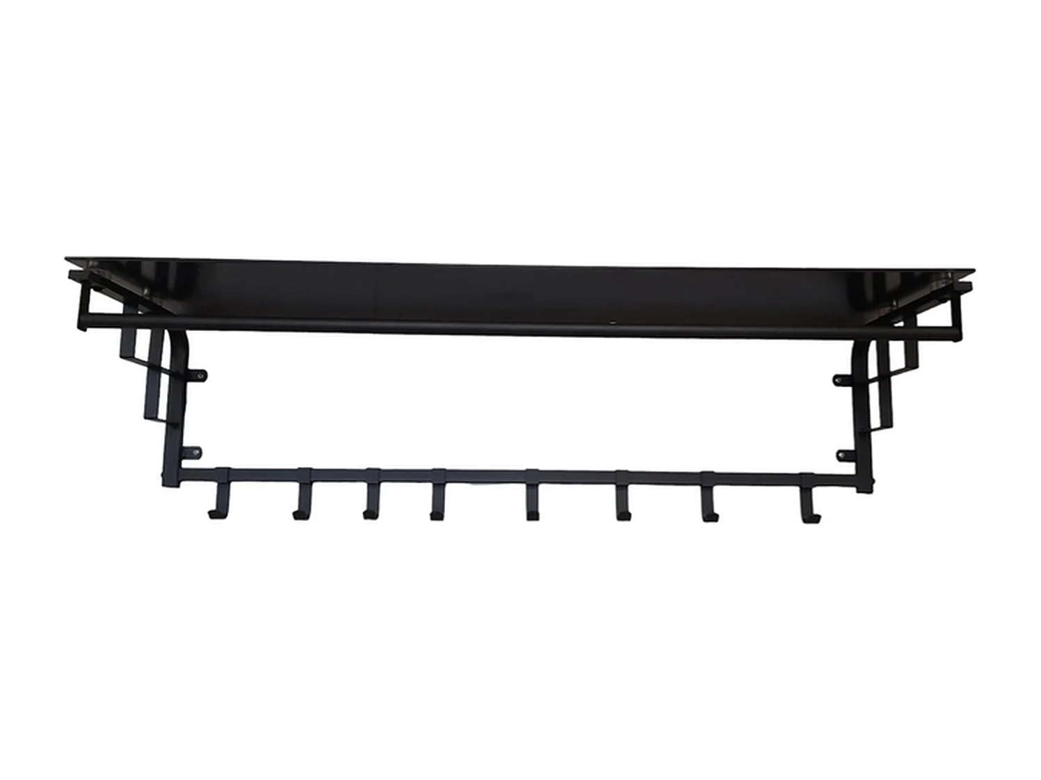 Kapstok Furnilux - Zwart glas 110x30x27 cm - 8 haken en hoedenplank