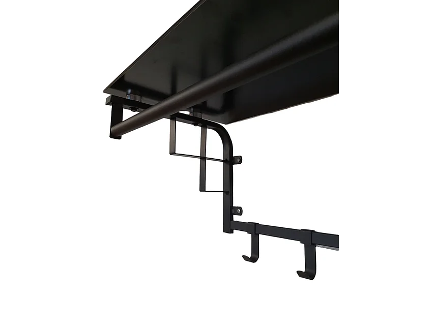 Kapstok Furnilux - Zwart glas 110x30x27 cm - 8 haken en hoedenplank