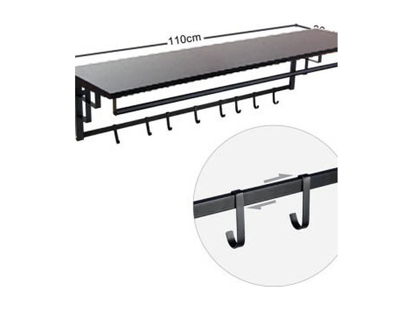 Furnilux Garderobenständer - Schwarz 110x30x27 cm - Industrial mit Hutablage