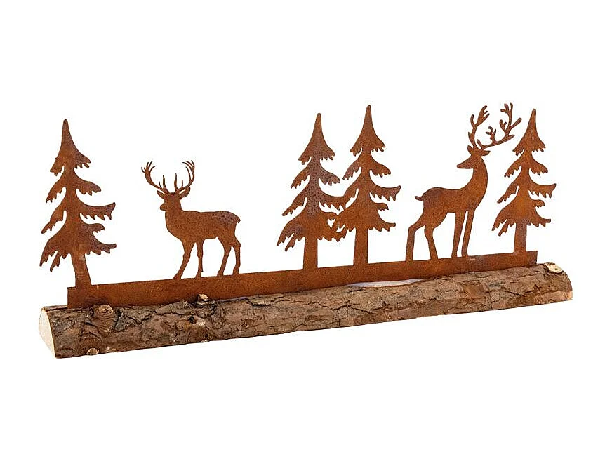 Décor cerfs et sapins en métal Lot de 2