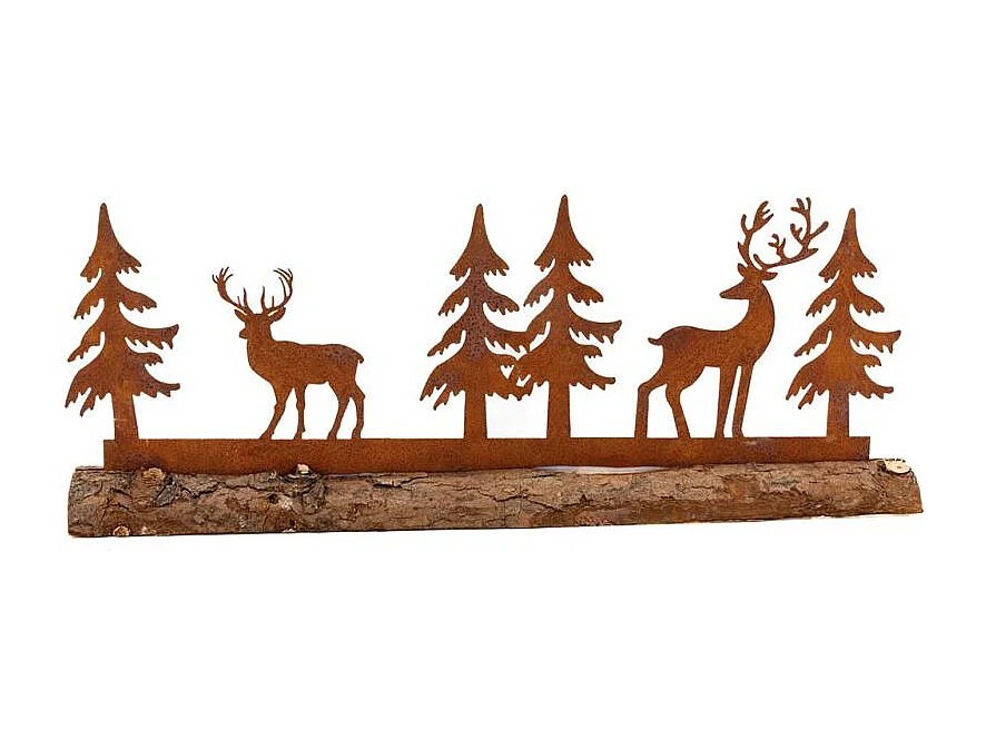 Décor cerfs et sapins en métal Lot de 2