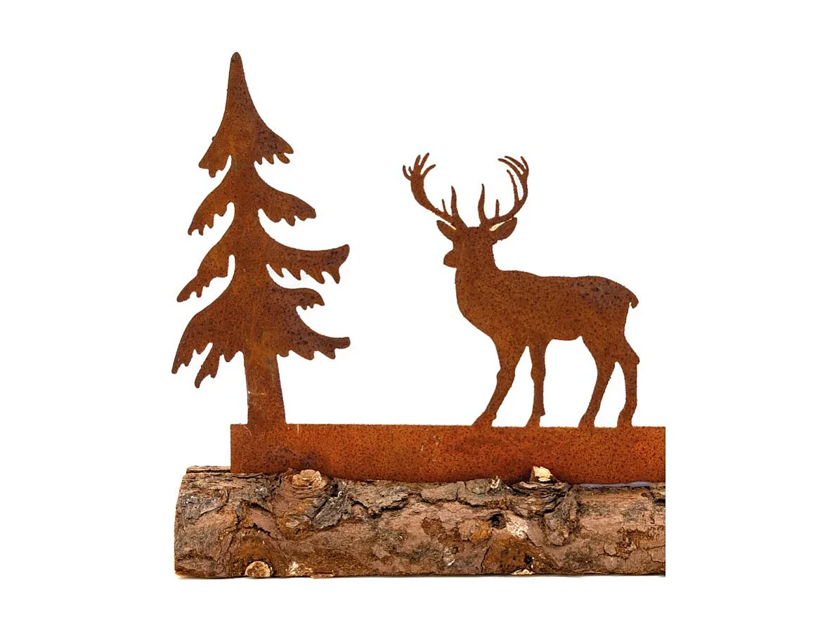 Décor cerfs et sapins en métal Lot de 2