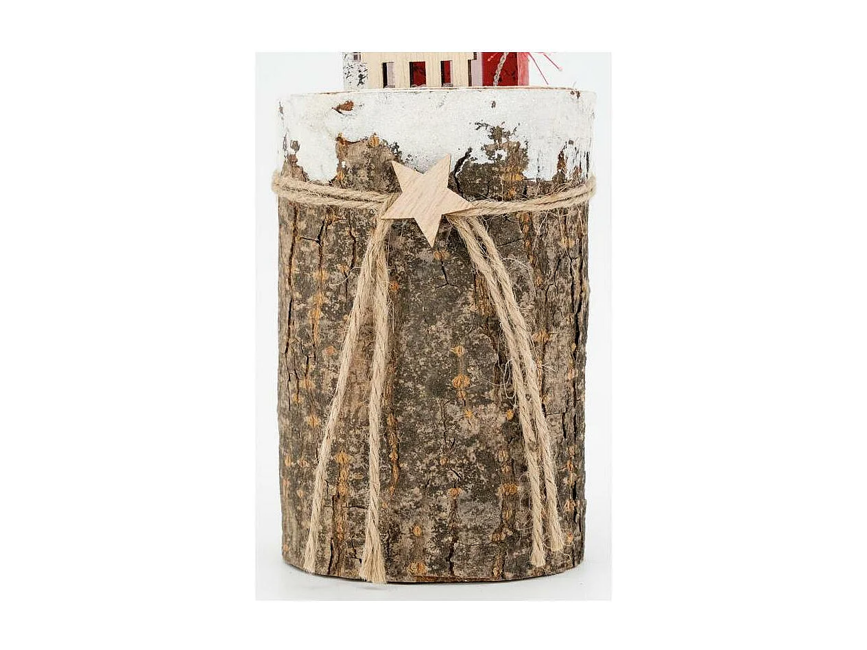 Villages de Noël en bois rouge et blanc