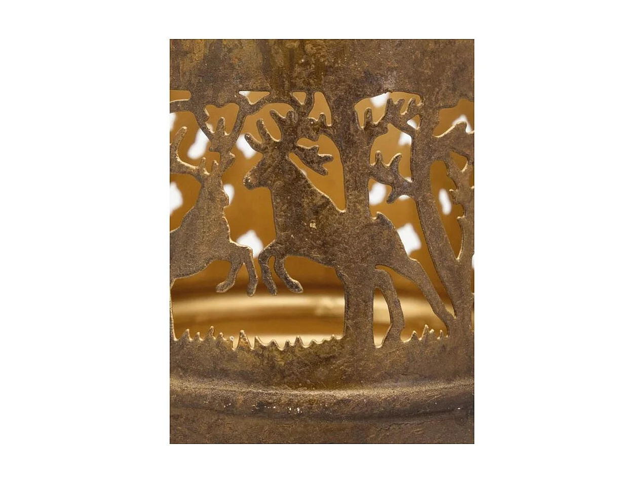 Photophore en métal patiné Cerf Lot de 2