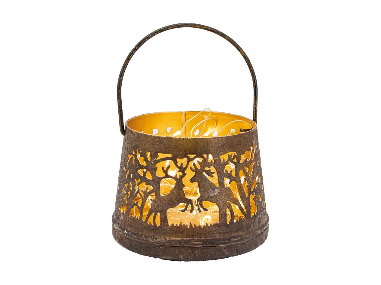 Photophore en métal patiné Cerf Lot de 2