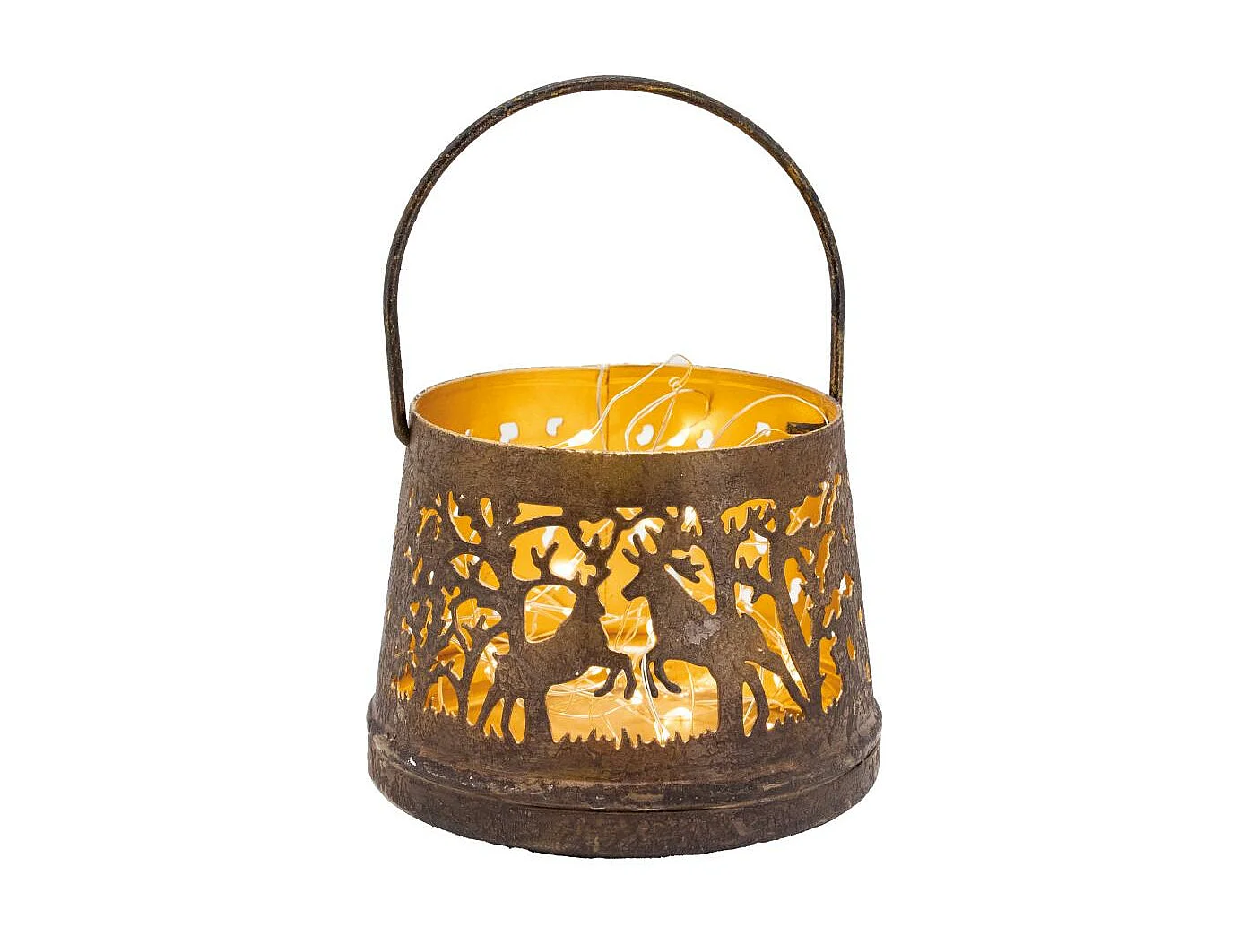 Photophore en métal patiné Cerf Lot de 2