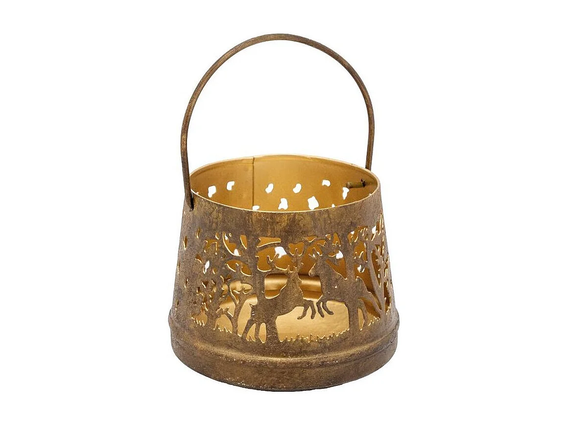 Photophore en métal patiné Cerf Lot de 2