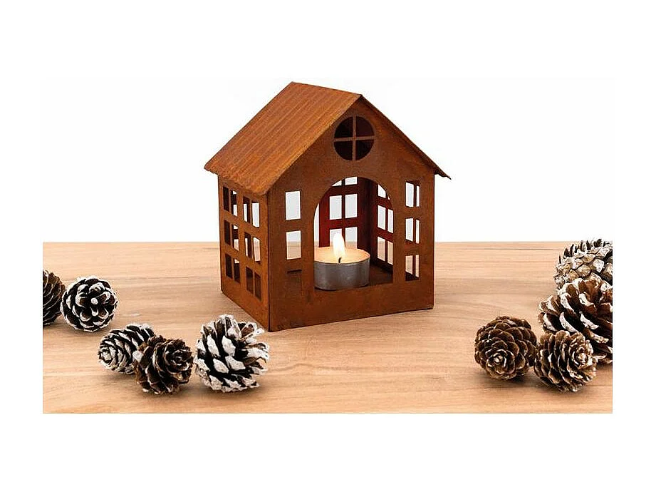 Lanterne maison en métal vieilli Lot de 3