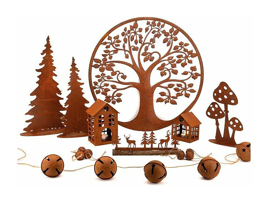 Lanterne maison en métal vieilli Lot de 3