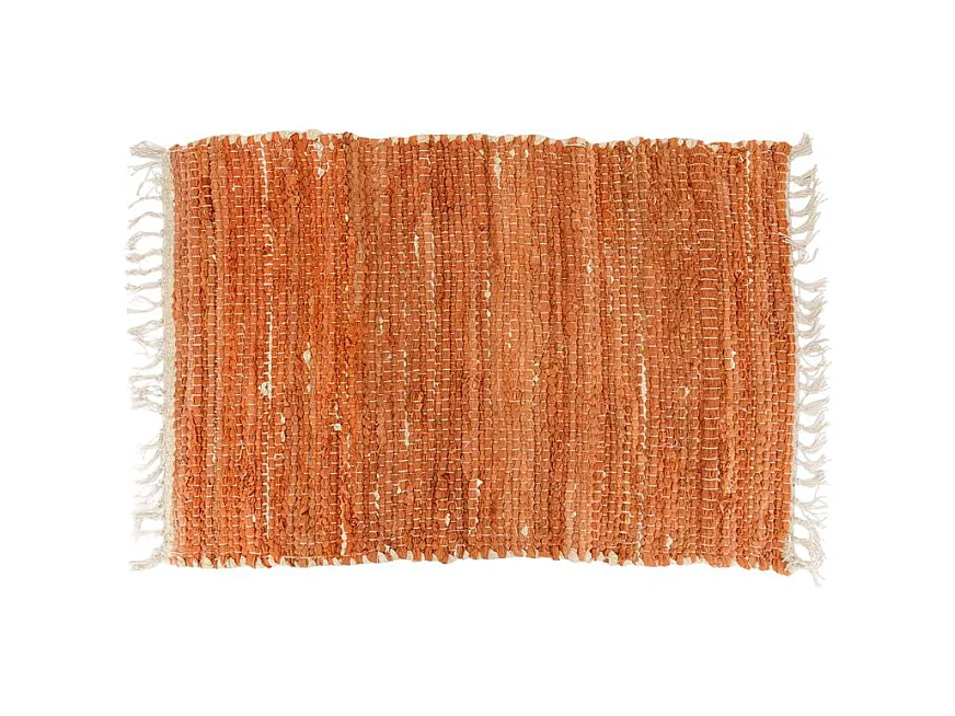 Tapis en coton rouille à franges