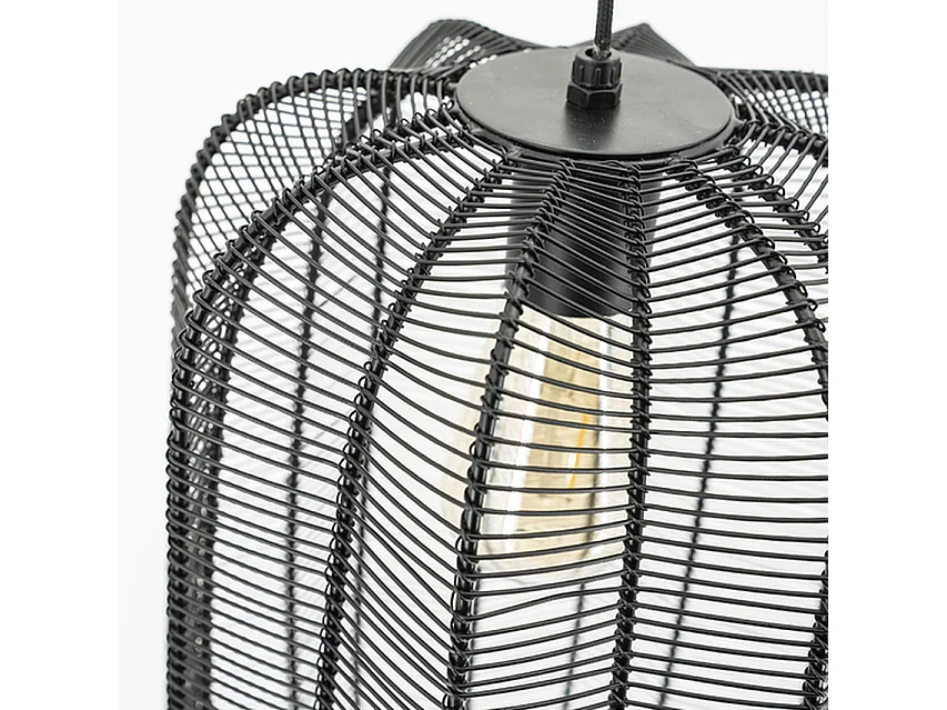 Hanglamp Carbo - Zwart Metaal 23x23x39 cm - Stijlvol Design