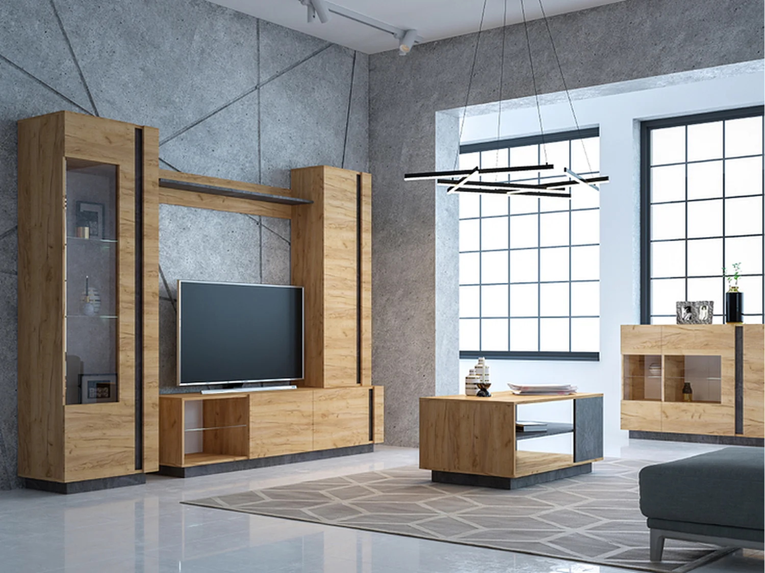 Table basse Sharons Choice - Bois Métal 120 cm - Marron Gris