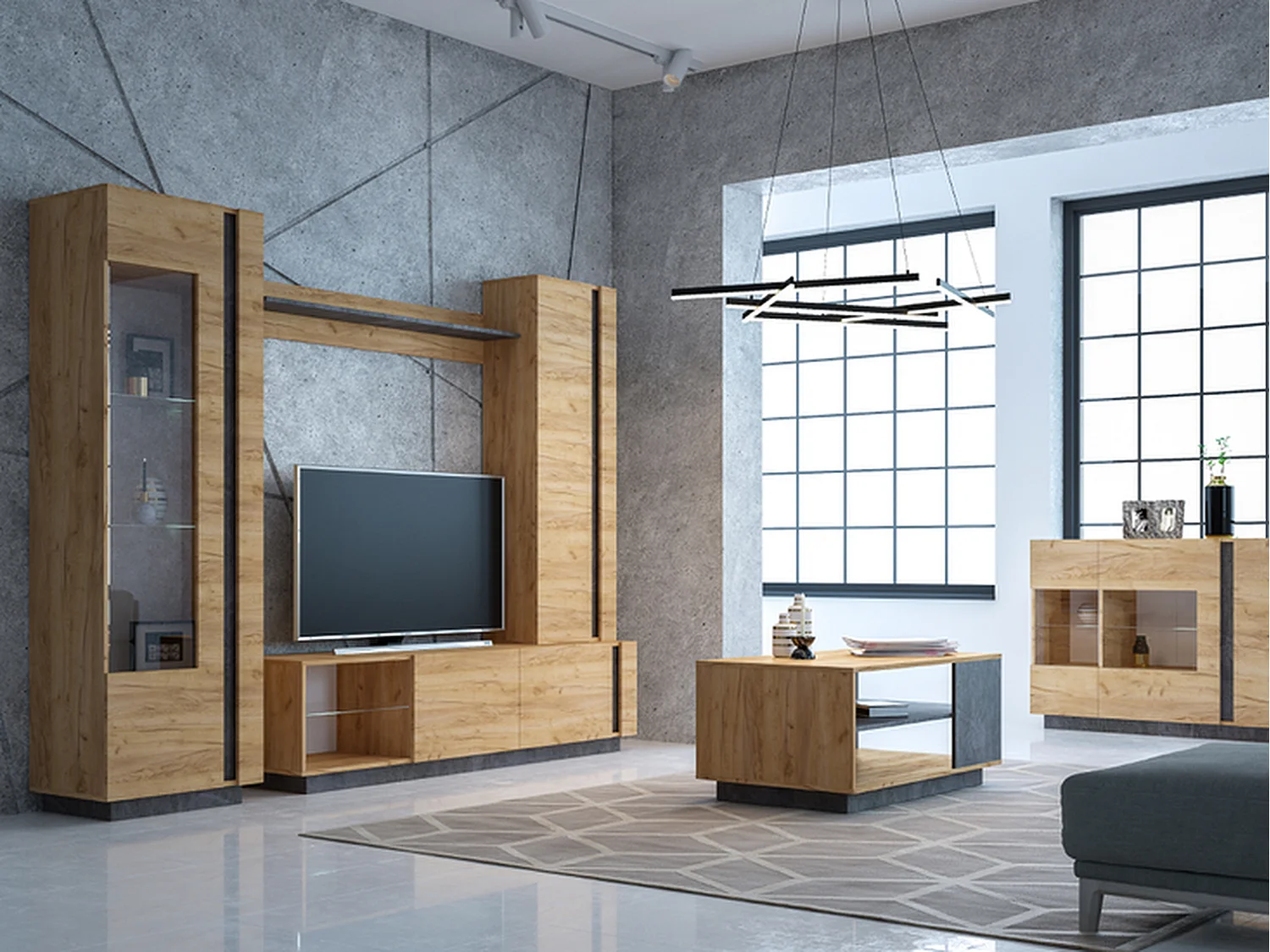 Couchtisch Sharons Choice - Holz Metall 120 cm - Braun Grau