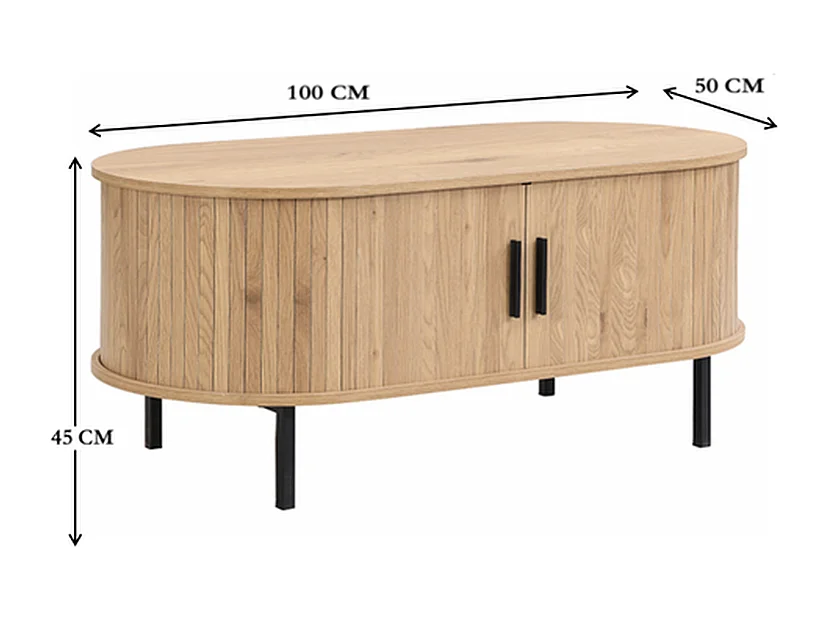 Table basse Malmö - Chêne clair - 100x50x45 cm