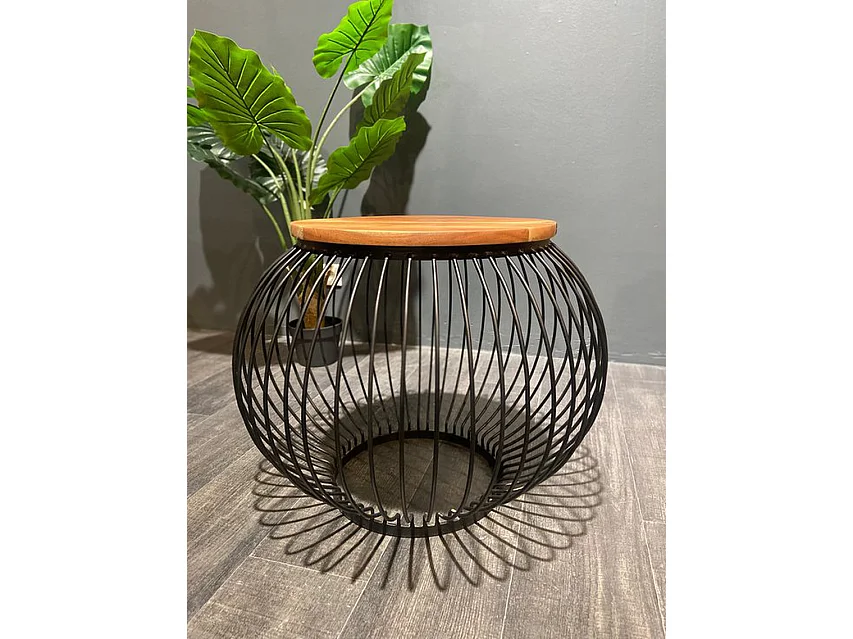 Salontafel - Zwart - Rond 65x65x51 cm - Industrieel Design