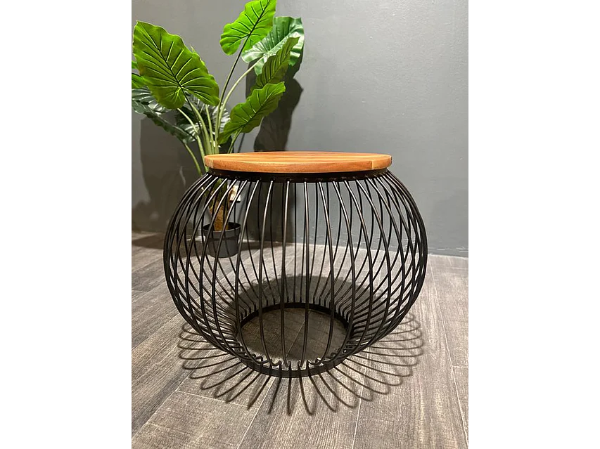 Salontafel - Zwart - Rond 65x65x51 cm - Industrieel Design