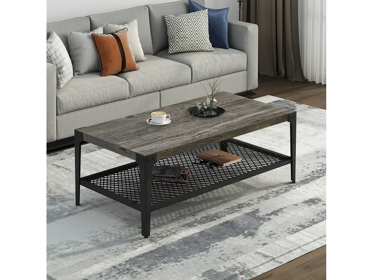 Table basse Flow - Gris - 106x60x45 cm