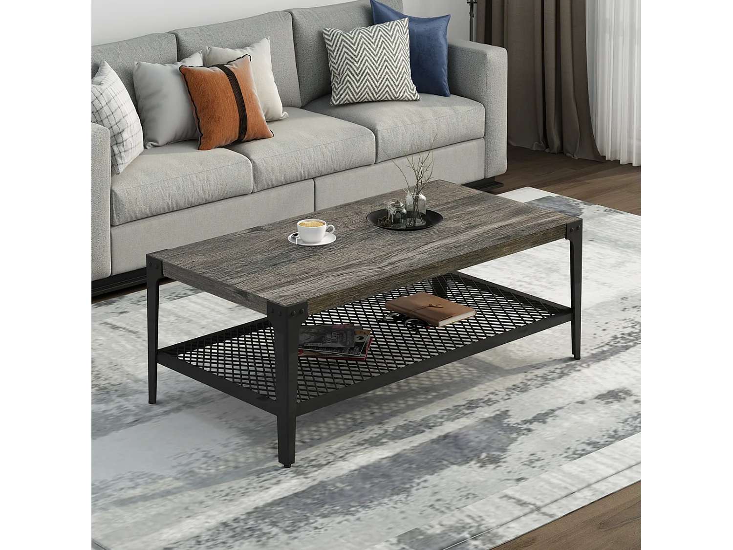 Table basse Flow - Gris - 106x60x45 cm