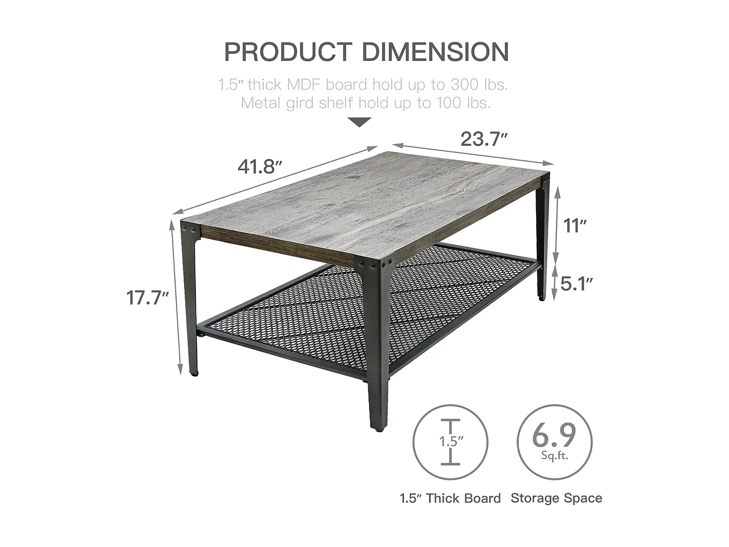 Table basse Flow - Gris - 106x60x45 cm
