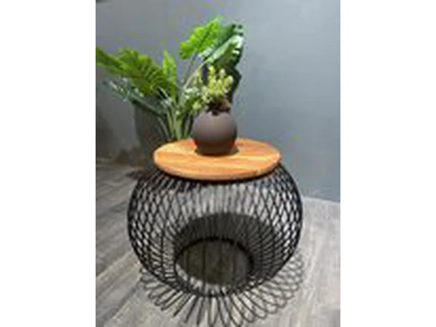 Table basse Industriel - Bois de Manguier Marron/Noir - 70x70x52 cm