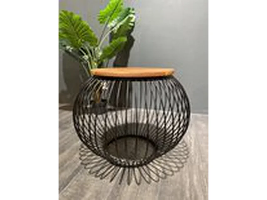 Table basse Industriel - Bois de Manguier Marron/Noir - 70x70x52 cm