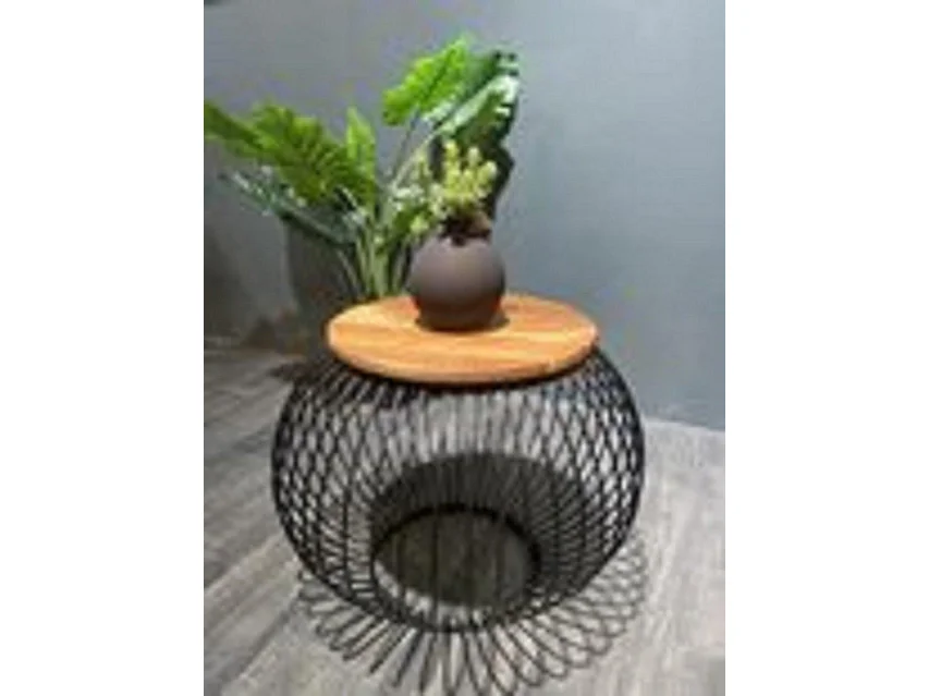 Table basse Industriel - Bois de Manguier Marron/Noir - 70x70x52 cm