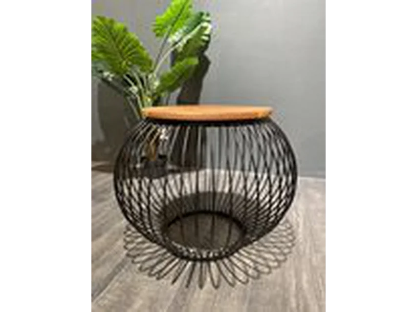 Table basse Industriel - Bois de Manguier Marron/Noir - 70x70x52 cm