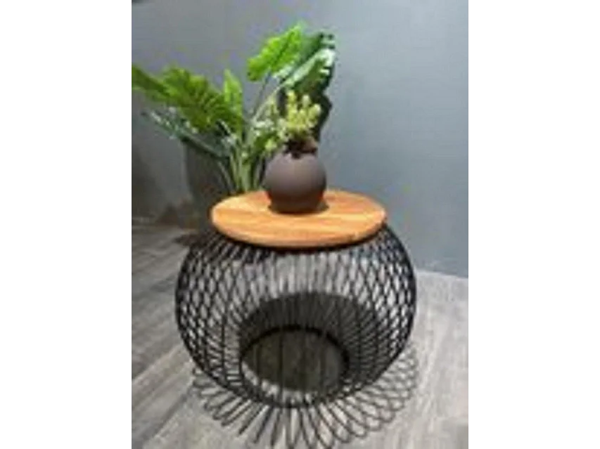 Table basse Industriel - Bois de Manguier Marron/Noir - 70x70x52 cm