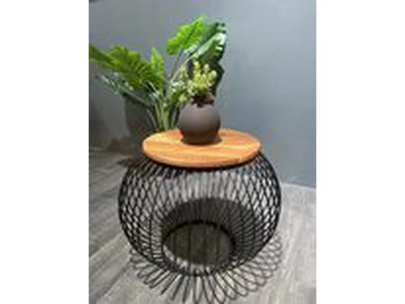 Table basse Industriel - Bois de Manguier Marron/Noir - 70x70x52 cm