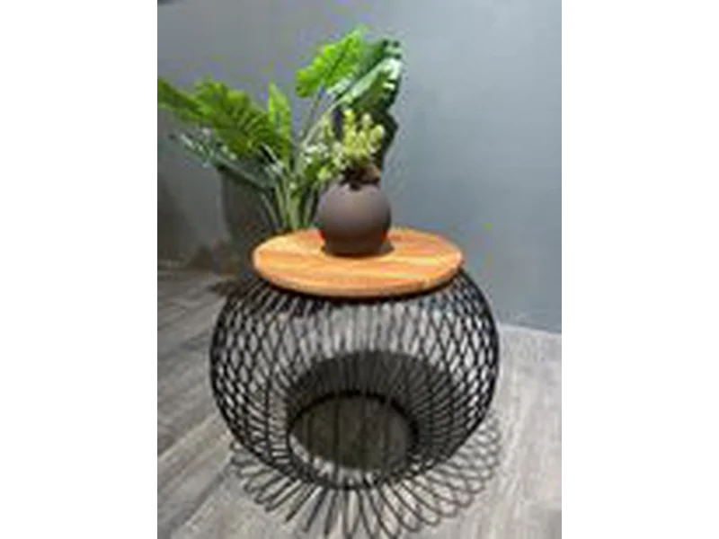 Table basse Industriel - Bois de Manguier Marron/Noir - 70x70x52 cm