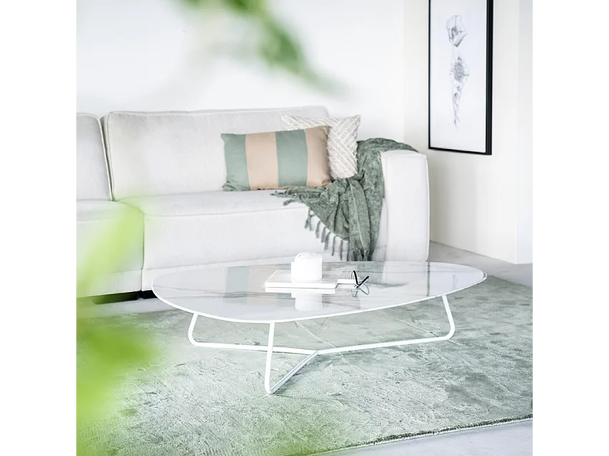 Table basse Neno - Blanc - 95x85x36 cm - Design Moderne