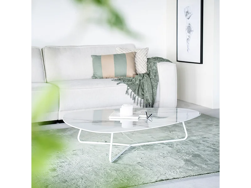 Table basse Neno - Blanc - 95x85x36 cm - Design Moderne