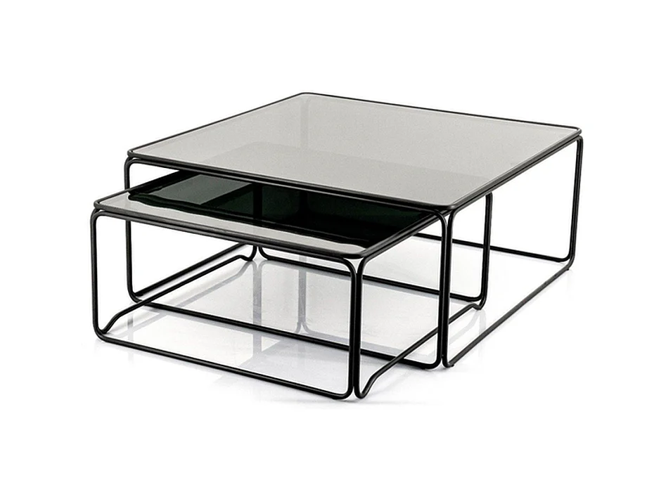 Salontafel Furnilux - Hout Metaal Zwart - Set van 2 75x75x33 cm