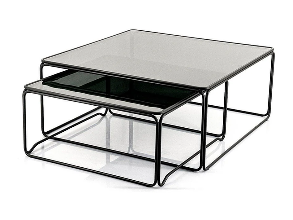 Salontafel Furnilux - Hout Metaal Zwart - Set van 2 75x75x33 cm