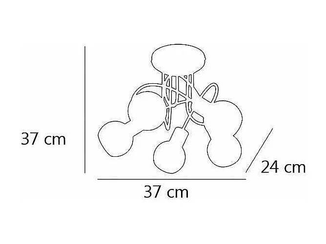 Lámpara a techo 5 luces Vera cuero, 37cm(alto) 37cm(ancho) 24cm(largo)